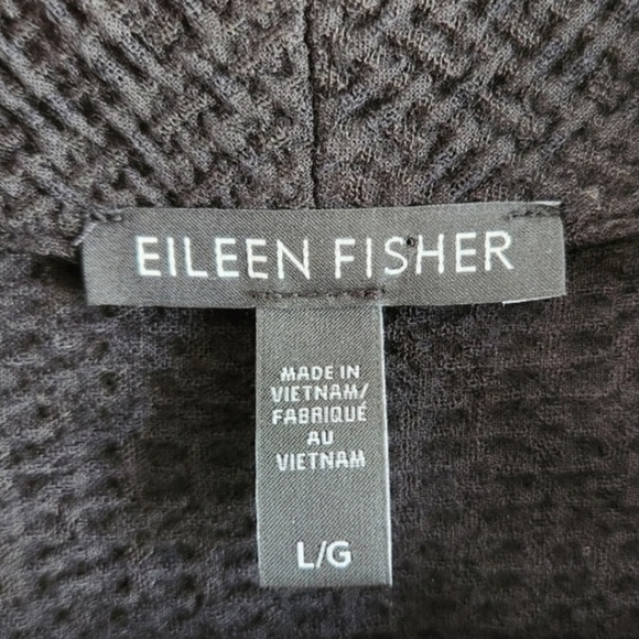 Eileen Fisher Black Shawl Collar Open Jacket Textured Pockets Excellent Size L - Picture 9 of 11